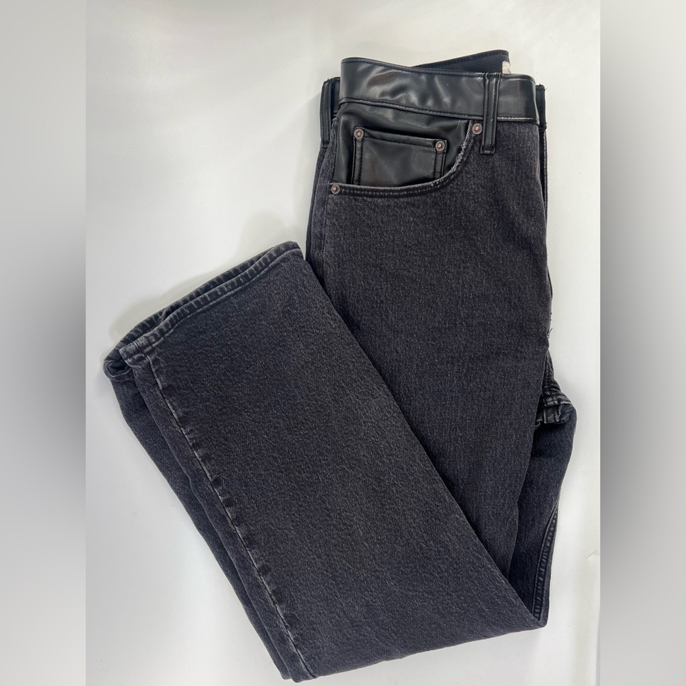 Abercrombie & Fitch Black 90s Relaxed High Rise Straight Leg Mixed Jean 30/10R - Picture 7 of 13
